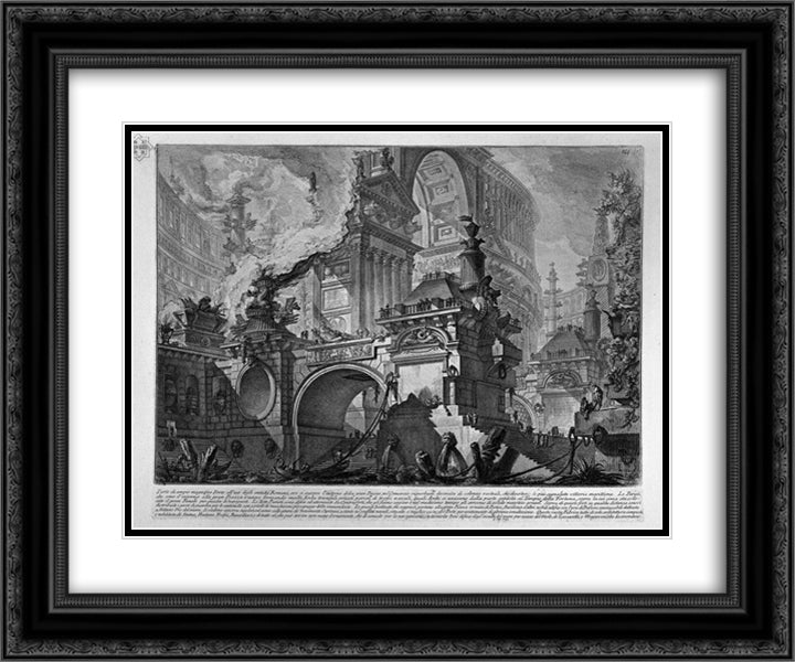 Large part of the magnificent doorway 24x20 Black Ornate Wood Framed Art Print Poster with Double Matting by Piranesi, Giovanni Battista