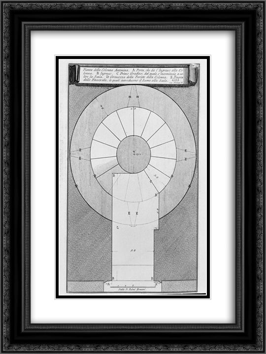 Map of the Antonine column 18x24 Black Ornate Wood Framed Art Print Poster with Double Matting by Piranesi, Giovanni Battista