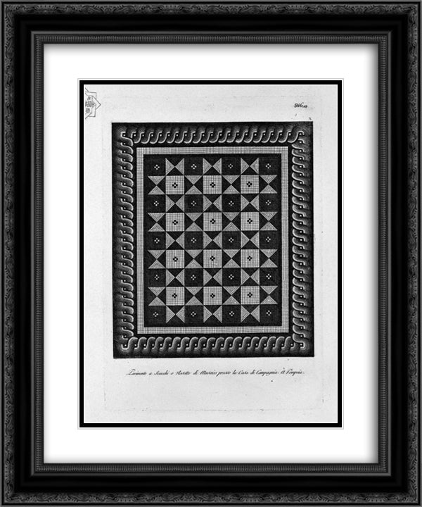 Meander to the floor in mosaic found in the country house 20x24 Black Ornate Wood Framed Art Print Poster with Double Matting by Piranesi, Giovanni Battista