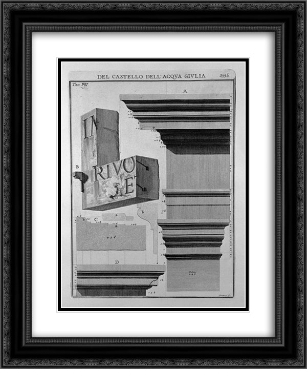 Moldings of the same monument 20x24 Black Ornate Wood Framed Art Print Poster with Double Matting by Piranesi, Giovanni Battista