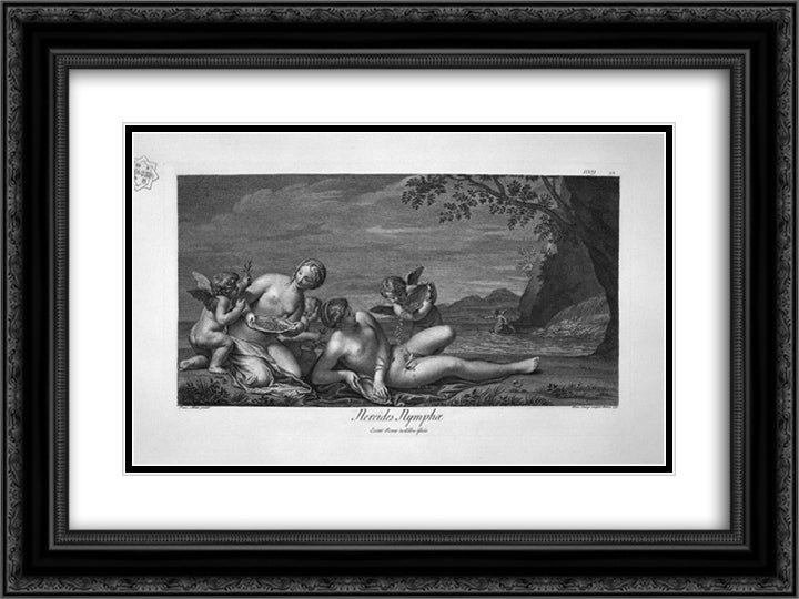 Nereides 24x18 Black Ornate Wood Framed Art Print Poster with Double Matting by Piranesi, Giovanni Battista