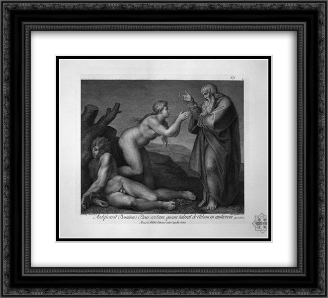 Original sin and expulsion from the Garden of Eden 22x20 Black Ornate Wood Framed Art Print Poster with Double Matting by Piranesi, Giovanni Battista