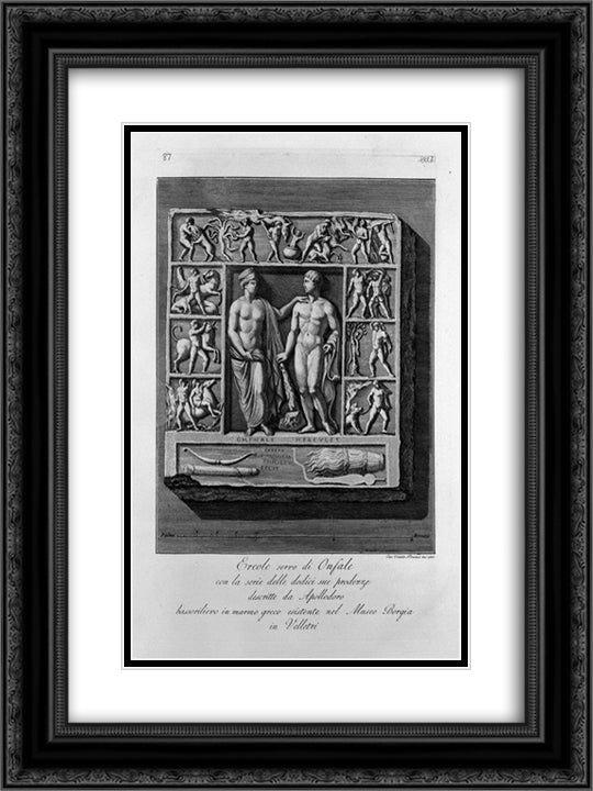 Other greek marble bas-relief with Hercules and Omphale, exists in the same Museum (inc F Piranesi) 18x24 Black Ornate Wood Framed Art Print Poster with Double Matting by Piranesi, Giovanni Battista
