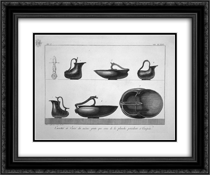 Other similar basins, found in Pompeii 24x20 Black Ornate Wood Framed Art Print Poster with Double Matting by Piranesi, Giovanni Battista