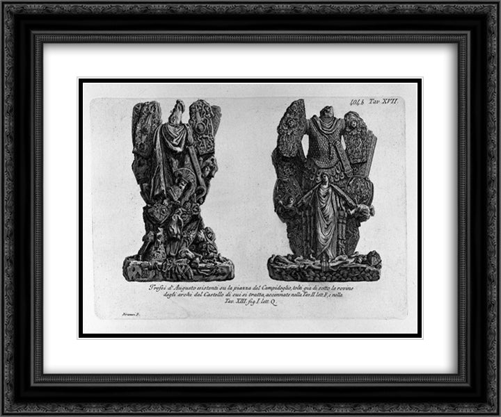 Other vertical sections of the castle and plant 24x20 Black Ornate Wood Framed Art Print Poster with Double Matting by Piranesi, Giovanni Battista