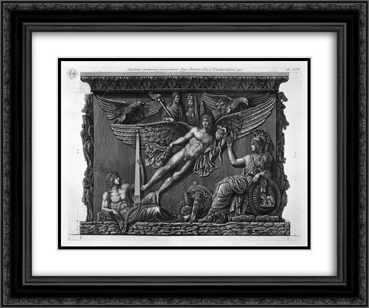 Pedestal of the same relief (two branches) 24x20 Black Ornate Wood Framed Art Print Poster with Double Matting by Piranesi, Giovanni Battista