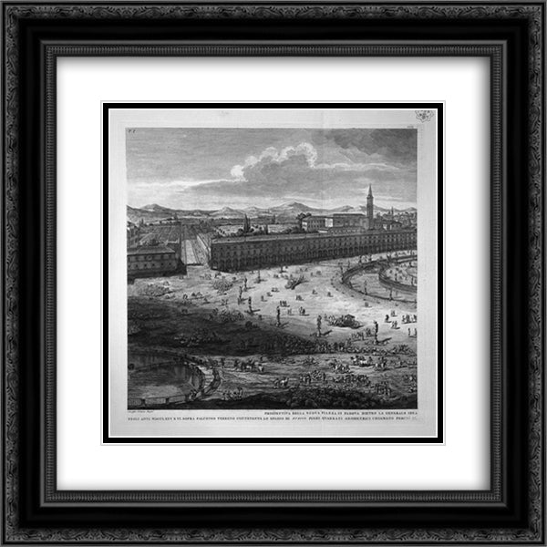 Perspective of New Square in Padua 20x20 Black Ornate Wood Framed Art Print Poster with Double Matting by Piranesi, Giovanni Battista