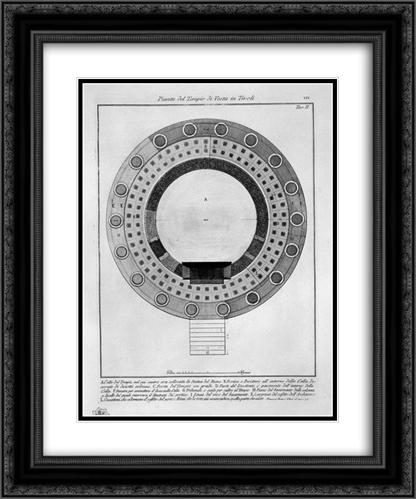 Plan of the Temple of Vesta in Tivoli 20x24 Black Ornate Wood Framed Art Print Poster with Double Matting by Piranesi, Giovanni Battista