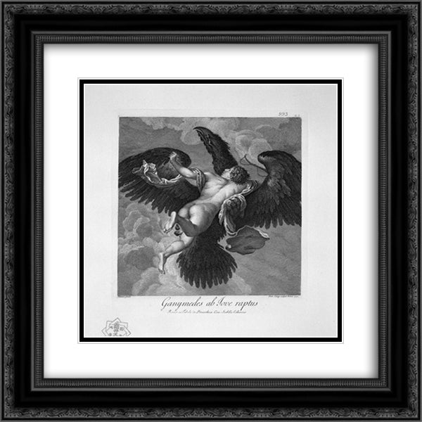 Portrait of small Strozzi 20x20 Black Ornate Wood Framed Art Print Poster with Double Matting by Piranesi, Giovanni Battista