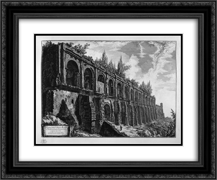 Remains of the Villa of Maecenas at Tivoli 24x20 Black Ornate Wood Framed Art Print Poster with Double Matting by Piranesi, Giovanni Battista