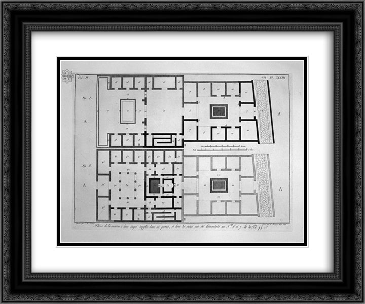 Section of the house 24x20 Black Ornate Wood Framed Art Print Poster with Double Matting by Piranesi, Giovanni Battista