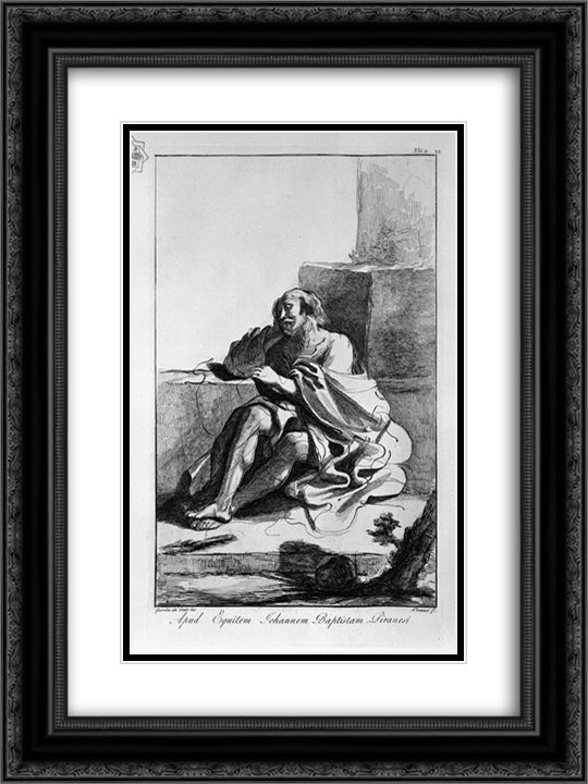 Sleeping old man 18x24 Black Ornate Wood Framed Art Print Poster with Double Matting by Piranesi, Giovanni Battista