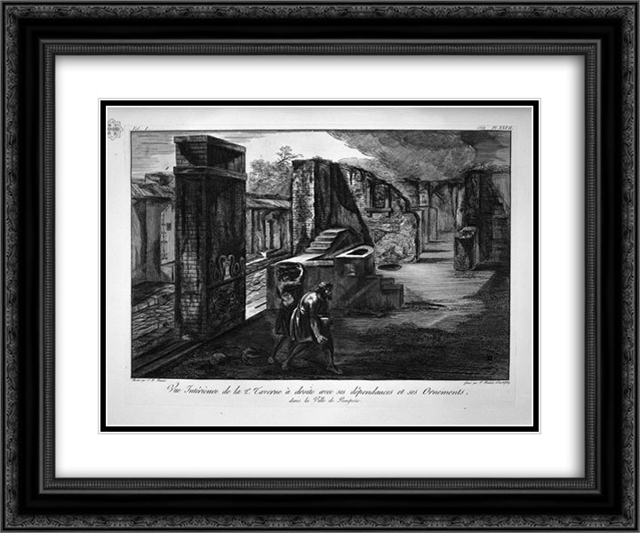 Split and elevations of the Tavern of the Priapus 24x20 Black Ornate Wood Framed Art Print Poster with Double Matting by Piranesi, Giovanni Battista