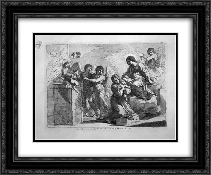 St. Teresa with Child Jesus 24x20 Black Ornate Wood Framed Art Print Poster with Double Matting by Piranesi, Giovanni Battista