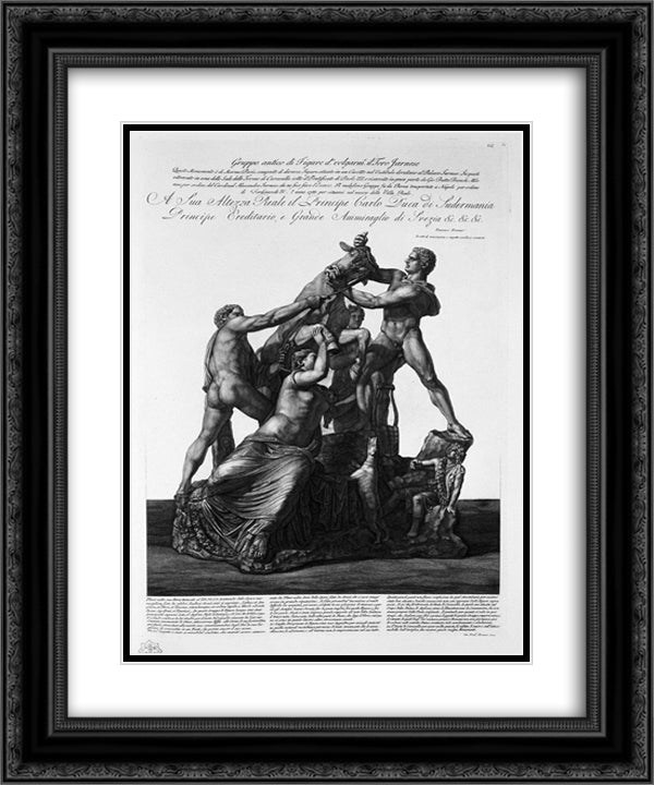 Taurus Group Franese 20x24 Black Ornate Wood Framed Art Print Poster with Double Matting by Piranesi, Giovanni Battista