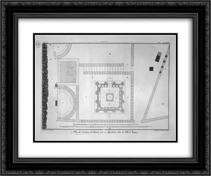 Tavern in the same perspective of Sterquilinium 24x20 Black Ornate Wood Framed Art Print Poster with Double Matting by Piranesi, Giovanni Battista