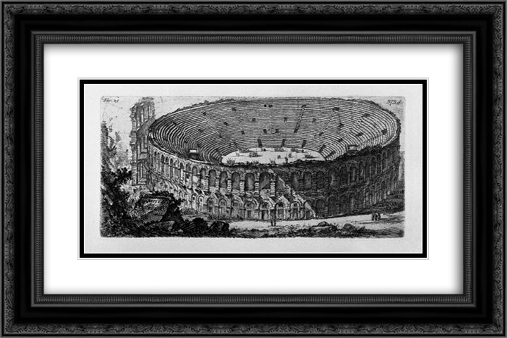 Temple of Pola in Istria 24x16 Black Ornate Wood Framed Art Print Poster with Double Matting by Piranesi, Giovanni Battista
