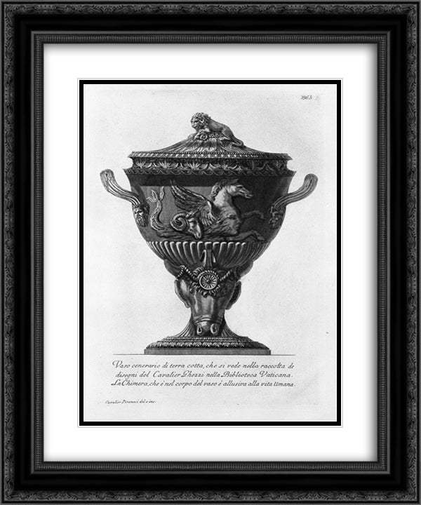 Terracotta urn vase you see in the collection of drawings of Cavalier Ghezzi in the Vatican Library 20x24 Black Ornate Wood Framed Art Print Poster with Double Matting by Piranesi, Giovanni Battista