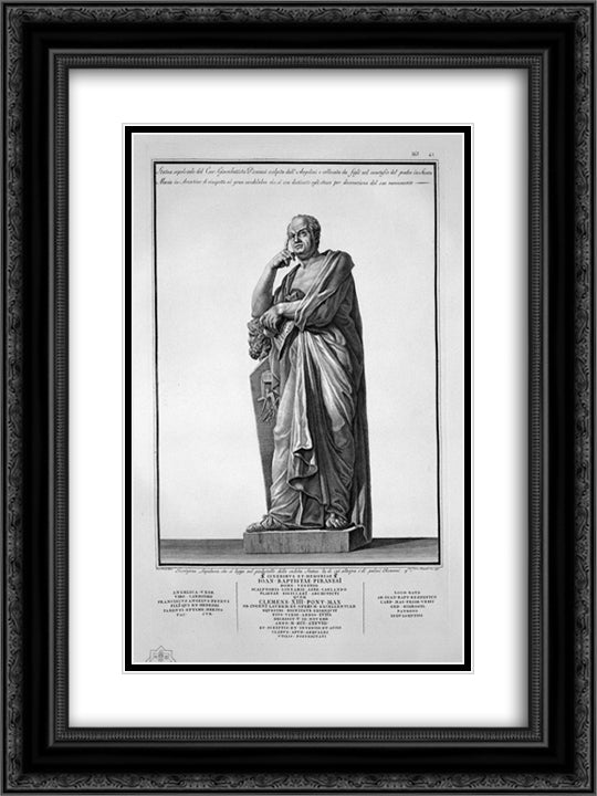 The burial statue 18x24 Black Ornate Wood Framed Art Print Poster with Double Matting by Piranesi, Giovanni Battista
