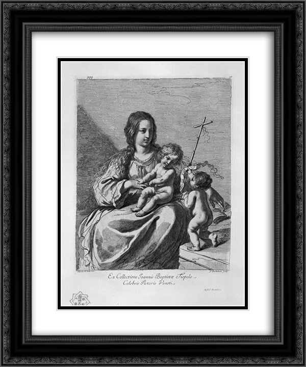 The Madonna with Child and St. John the Baptist 20x24 Black Ornate Wood Framed Art Print Poster with Double Matting by Piranesi, Giovanni Battista