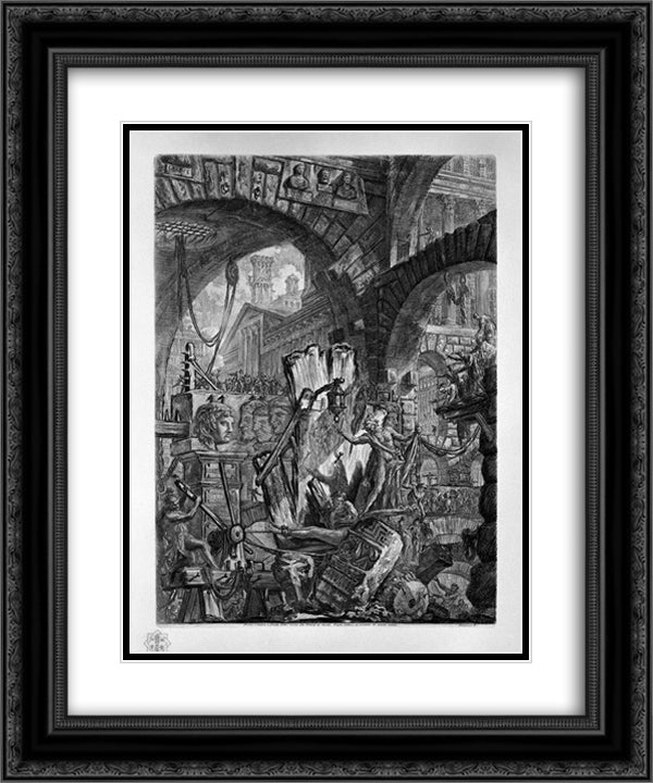 The Man on the Rack 20x24 Black Ornate Wood Framed Art Print Poster with Double Matting by Piranesi, Giovanni Battista