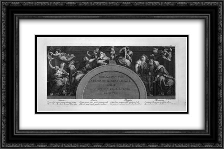 The Marriage of Alexander and Rossana 24x16 Black Ornate Wood Framed Art Print Poster with Double Matting by Piranesi, Giovanni Battista