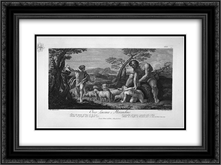 The Nereids, by Francesco Albani 24x18 Black Ornate Wood Framed Art Print Poster with Double Matting by Piranesi, Giovanni Battista
