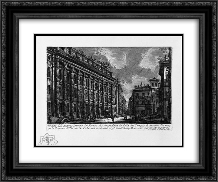 The Roman antiquities, t. 1, Plate XIII 24x20 Black Ornate Wood Framed Art Print Poster with Double Matting by Piranesi, Giovanni Battista