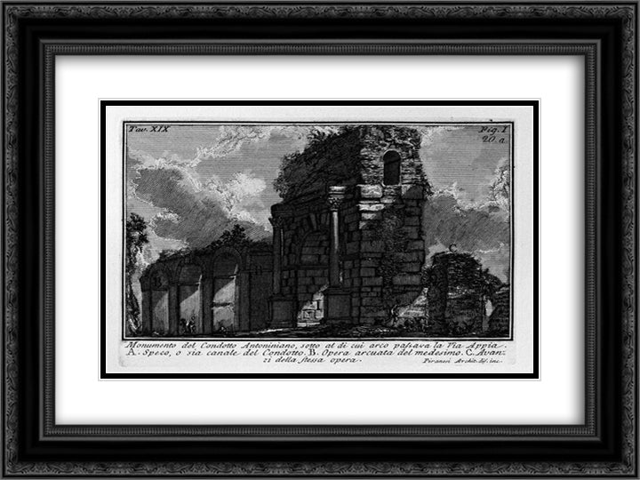 The Roman antiquities, t. 1, Plate XIX 24x18 Black Ornate Wood Framed Art Print Poster with Double Matting by Piranesi, Giovanni Battista