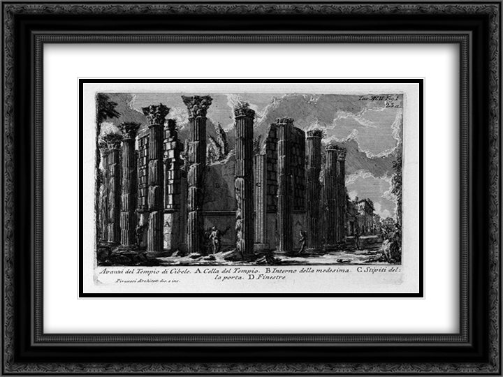 The Roman antiquities, t. 1, Plate XXII. Temple of Cybele. 24x18 Black Ornate Wood Framed Art Print Poster with Double Matting by Piranesi, Giovanni Battista