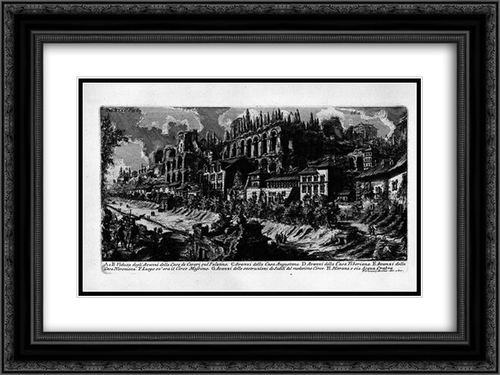 The Roman antiquities, t. 1, Plate XXXV 24x18 Black Ornate Wood Framed Art Print Poster with Double Matting by Piranesi, Giovanni Battista