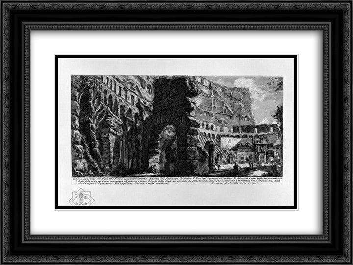 The Roman antiquities, t. 1, Plate XXXVIII 24x18 Black Ornate Wood Framed Art Print Poster with Double Matting by Piranesi, Giovanni Battista