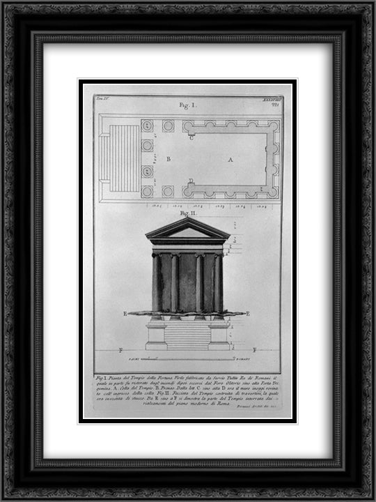 The Roman antiquities, t. 4, Plate XLIX. 18x24 Black Ornate Wood Framed Art Print Poster with Double Matting by Piranesi, Giovanni Battista