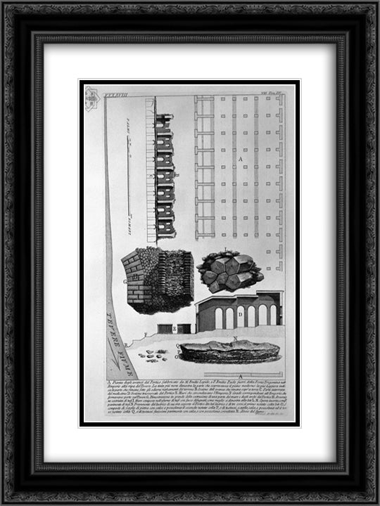 The Roman antiquities, t. 4, Plate XLVIII. 18x24 Black Ornate Wood Framed Art Print Poster with Double Matting by Piranesi, Giovanni Battista