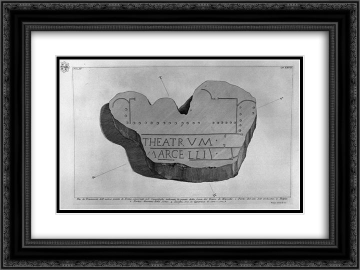 The Roman antiquities, t. 4, Plate XXVI. Another plan of the Theatre of Marcellus. 24x18 Black Ornate Wood Framed Art Print Poster with Double Matting by Piranesi, Giovanni Battista