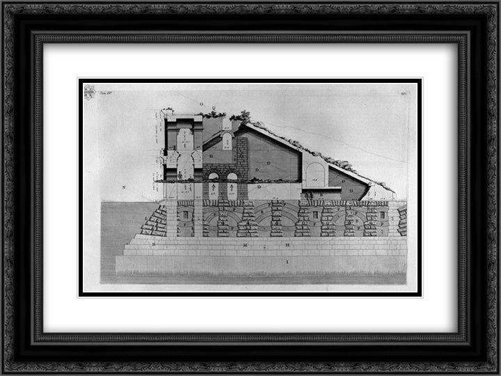 The Roman antiquities, t. 4, Plate XXX 24x18 Black Ornate Wood Framed Art Print Poster with Double Matting by Piranesi, Giovanni Battista