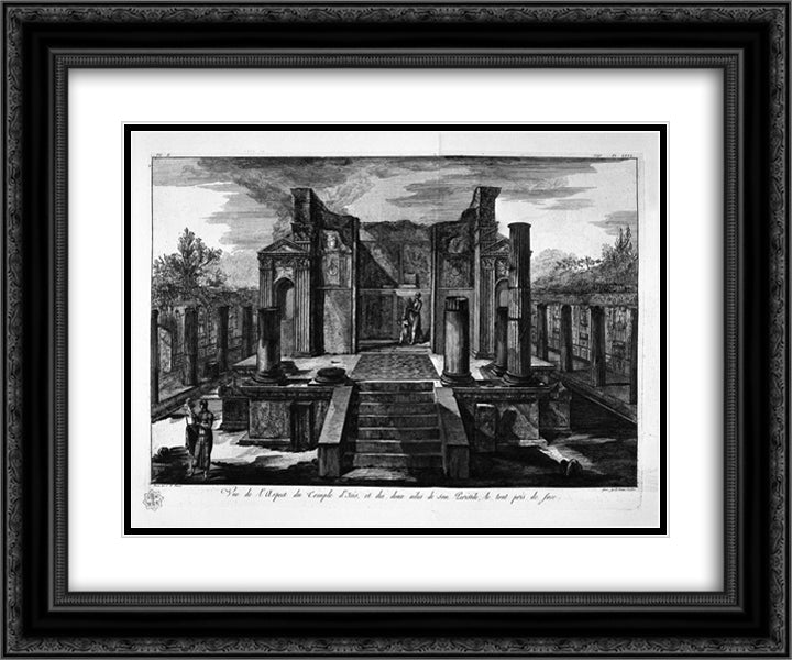 The Temple of Isis de face, with the two wings of his peristillo 24x20 Black Ornate Wood Framed Art Print Poster with Double Matting by Piranesi, Giovanni Battista