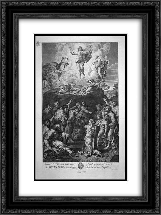 The Transfiguration, by Raphael 18x24 Black Ornate Wood Framed Art Print Poster with Double Matting by Piranesi, Giovanni Battista