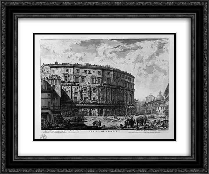 Theatre of Marcellus 24x20 Black Ornate Wood Framed Art Print Poster with Double Matting by Piranesi, Giovanni Battista