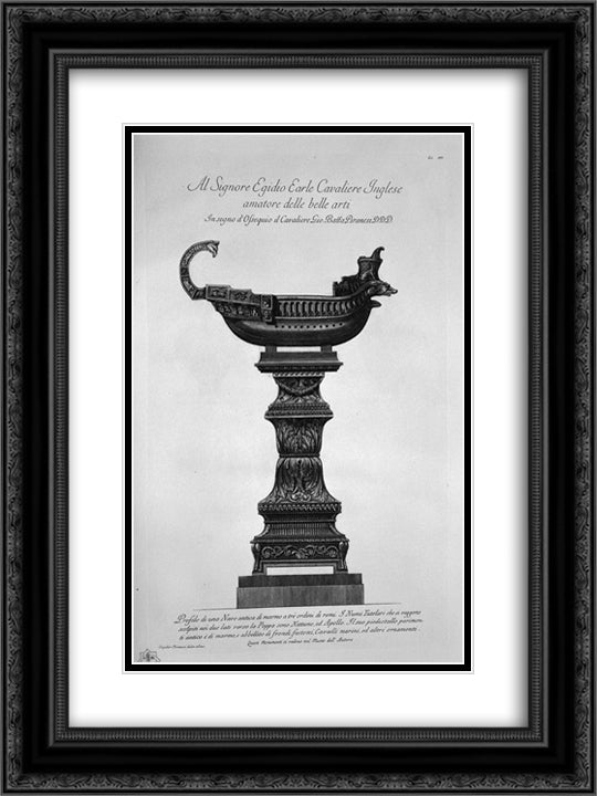 Trireme Roman with marble pedestal 18x24 Black Ornate Wood Framed Art Print Poster with Double Matting by Piranesi, Giovanni Battista