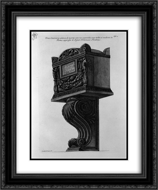 Urn of marble with its lid 20x24 Black Ornate Wood Framed Art Print Poster with Double Matting by Piranesi, Giovanni Battista