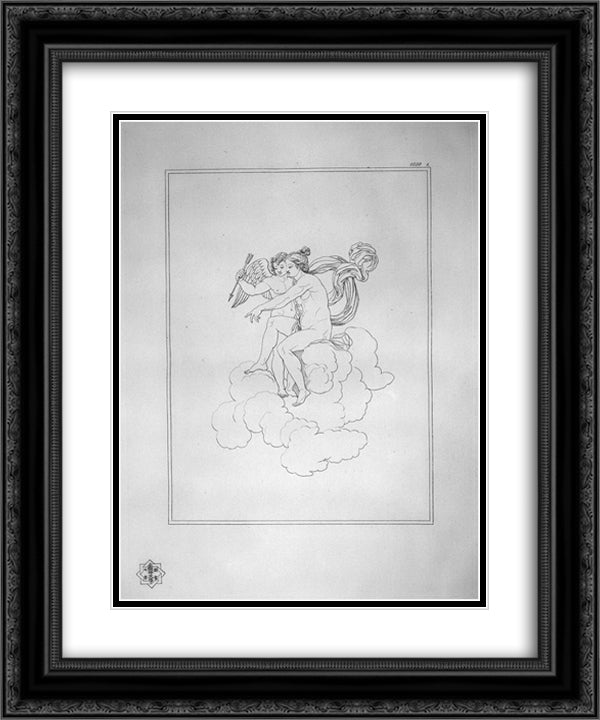Venus and Cupid 20x24 Black Ornate Wood Framed Art Print Poster with Double Matting by Piranesi, Giovanni Battista