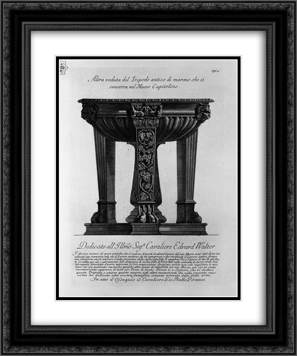 View of antique marble tripod is preserved in the Capitoline Museum 20x24 Black Ornate Wood Framed Art Print Poster with Double Matting by Piranesi, Giovanni Battista