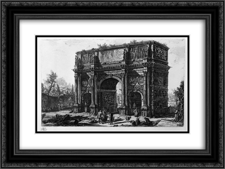 View of the Arch of Constantine 24x18 Black Ornate Wood Framed Art Print Poster with Double Matting by Piranesi, Giovanni Battista