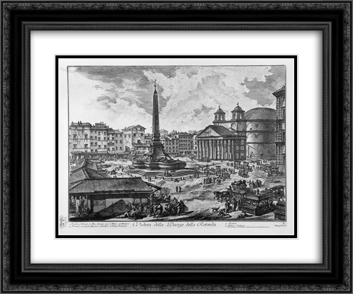 View of the Dogana di Terra in Piazza di Pietra 24x20 Black Ornate Wood Framed Art Print Poster with Double Matting by Piranesi, Giovanni Battista