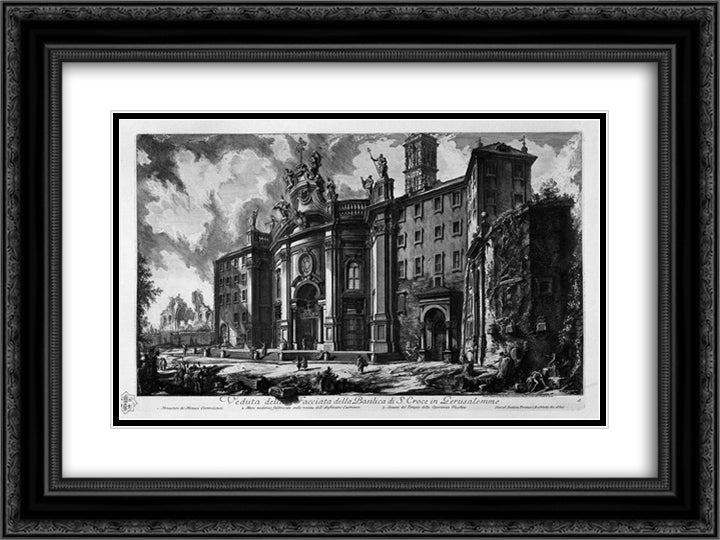 View of the facade of the Basilica of St. Maria Maggiore 24x18 Black Ornate Wood Framed Art Print Poster with Double Matting by Piranesi, Giovanni Battista