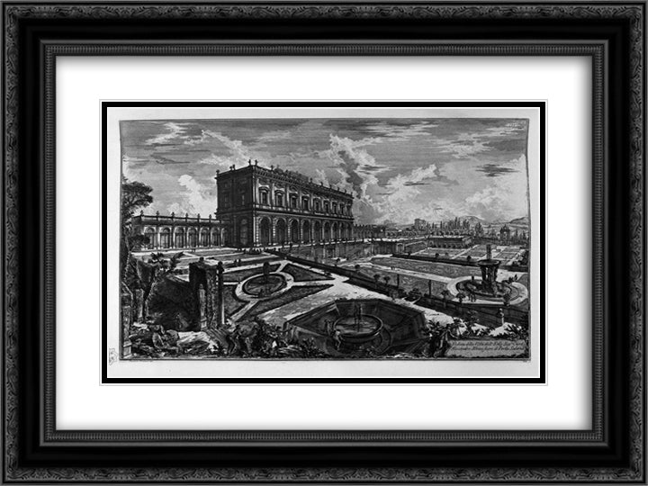 View of the Palazzo Odescalchi 24x18 Black Ornate Wood Framed Art Print Poster with Double Matting by Piranesi, Giovanni Battista