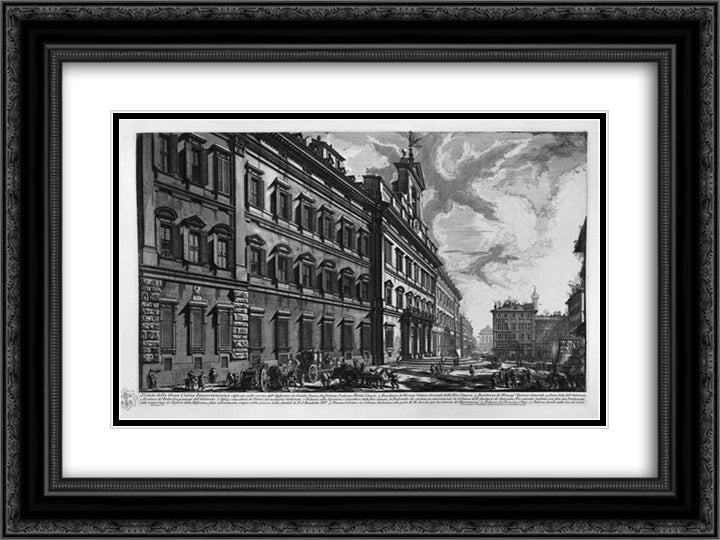 View of the Quirinal Palace on the building for the Offices of `Short and the Holy See 24x18 Black Ornate Wood Framed Art Print Poster with Double Matting by Piranesi, Giovanni Battista