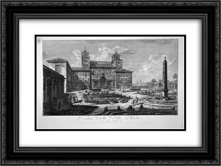 View of the Villa Medici 24x18 Black Ornate Wood Framed Art Print Poster with Double Matting by Piranesi, Giovanni Battista