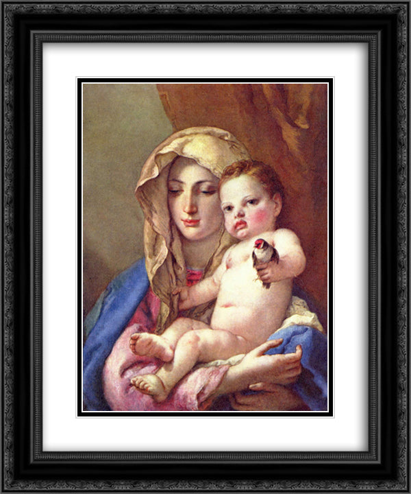 Madonna of the Goldfinch 20x24 Black Ornate Wood Framed Art Print Poster with Double Matting by Tiepolo, Giovanni Battista